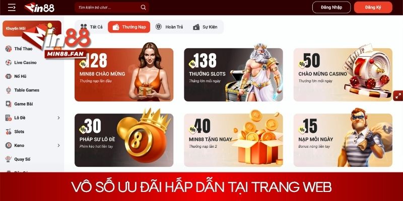 Vô số ưu đãi hấp dẫn tại trang web